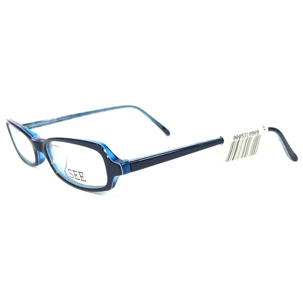 See Petite Eyeglasses Frames 5117 C.K2 Clear Blue Cat Eye Rectangular 49-15-140